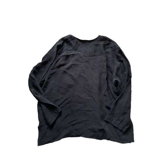 Vintage Galinda Wang Top Blouse Black Silk 18W / 18 W Flowy Secretary - Picture 2 of 6